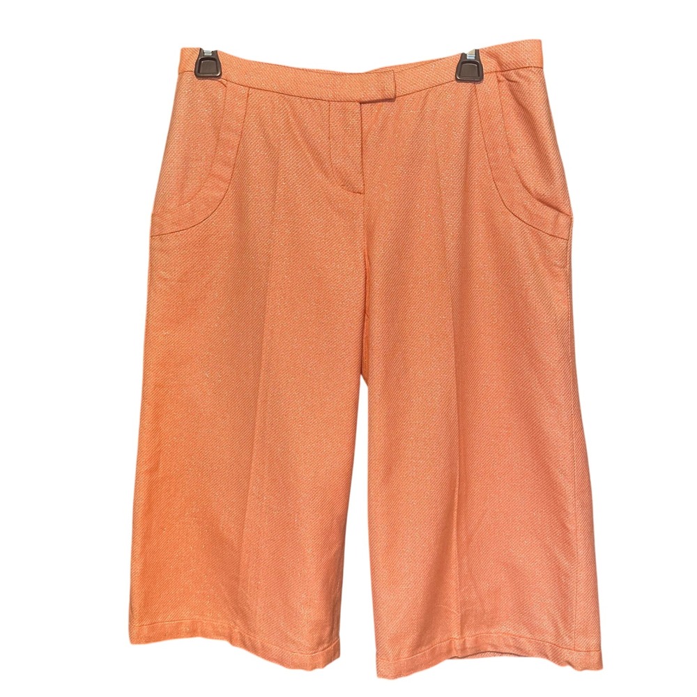 View Collection Suits Peach Orange Shimmer Culottes Wide Leg Crop Pants Size 6
